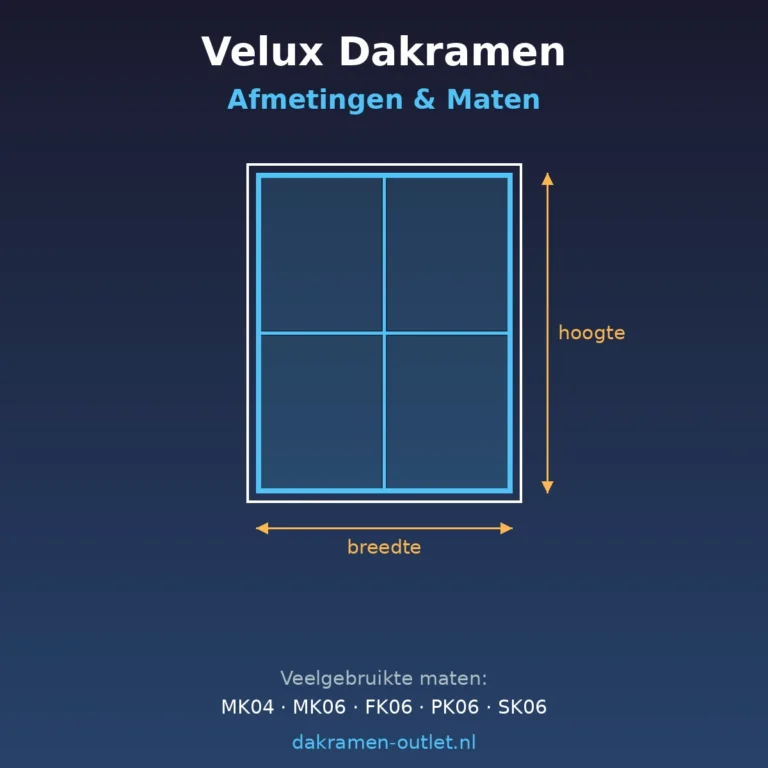 Velux dakramen afmetingen maattabel overzicht